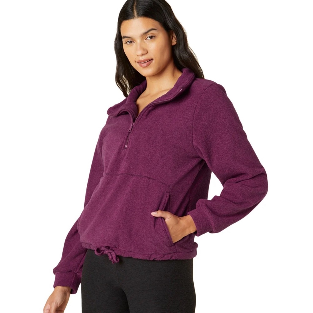 NWT Beyond Yoga New Terrain Pullover XL Heather Dark Beet Activewear Sweatshirt - Picture 2 of 11